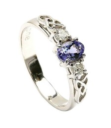 Bague de fiançailles en or blanc avec tanzanite