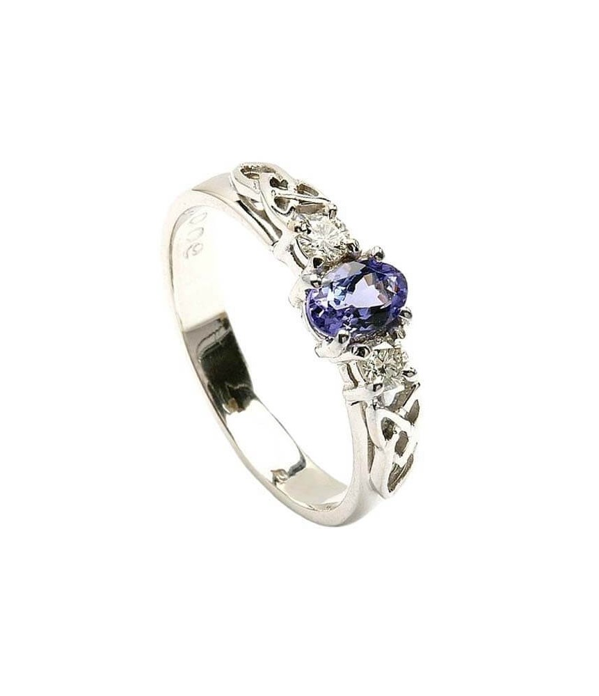 Bague de fiançailles en or blanc avec tanzanite