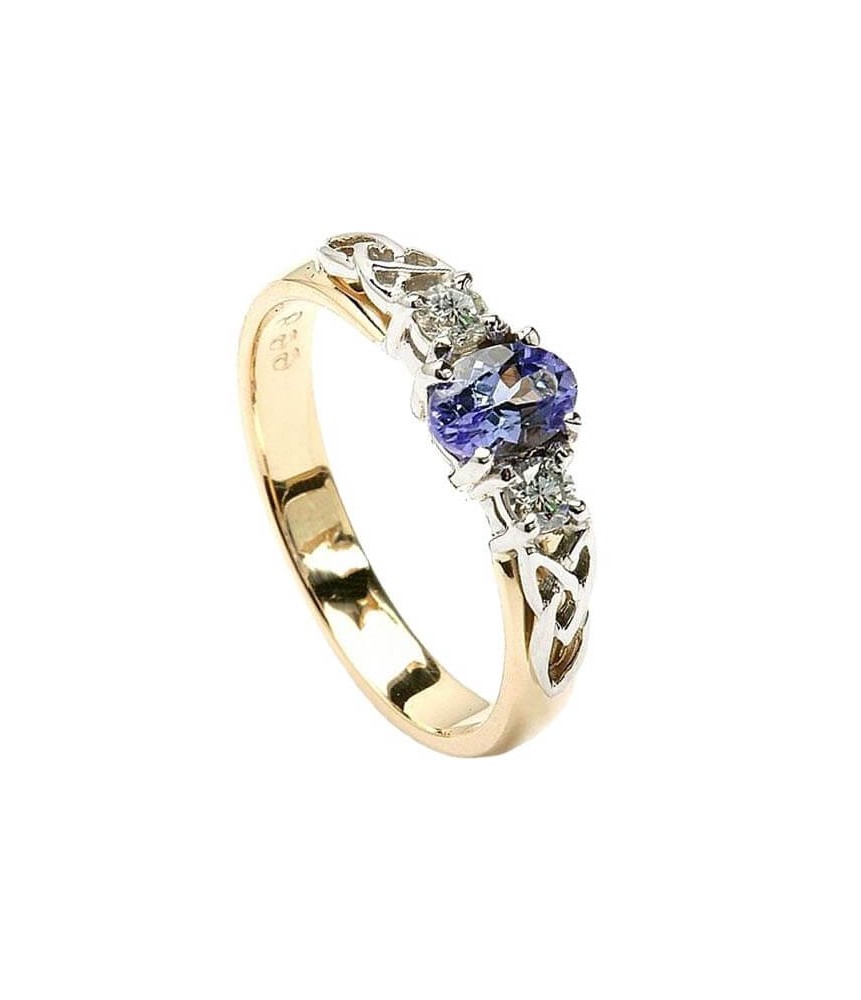 Bague de fiançailles bleue en tanzanite - or jaune