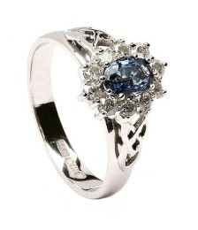 Sapphire Diamond Cluster Engagement Ring