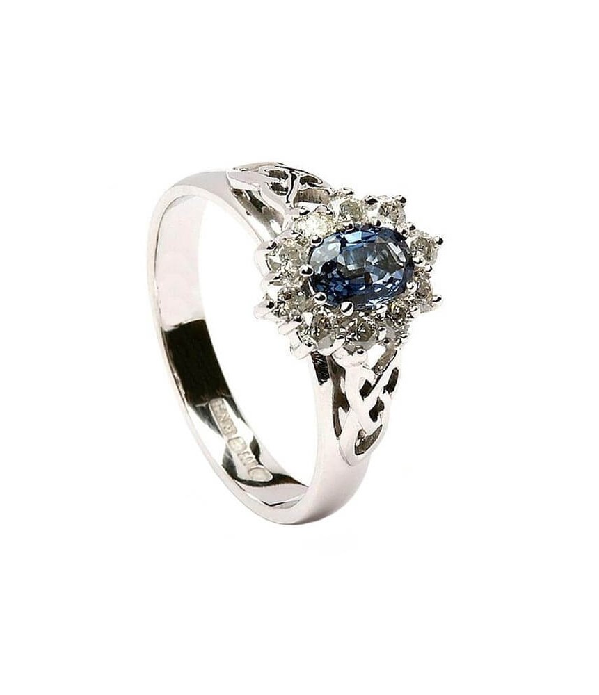 Sapphire Diamond Cluster Engagement Ring