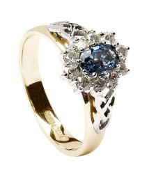 Sapphire and Diamond Cluster Ring