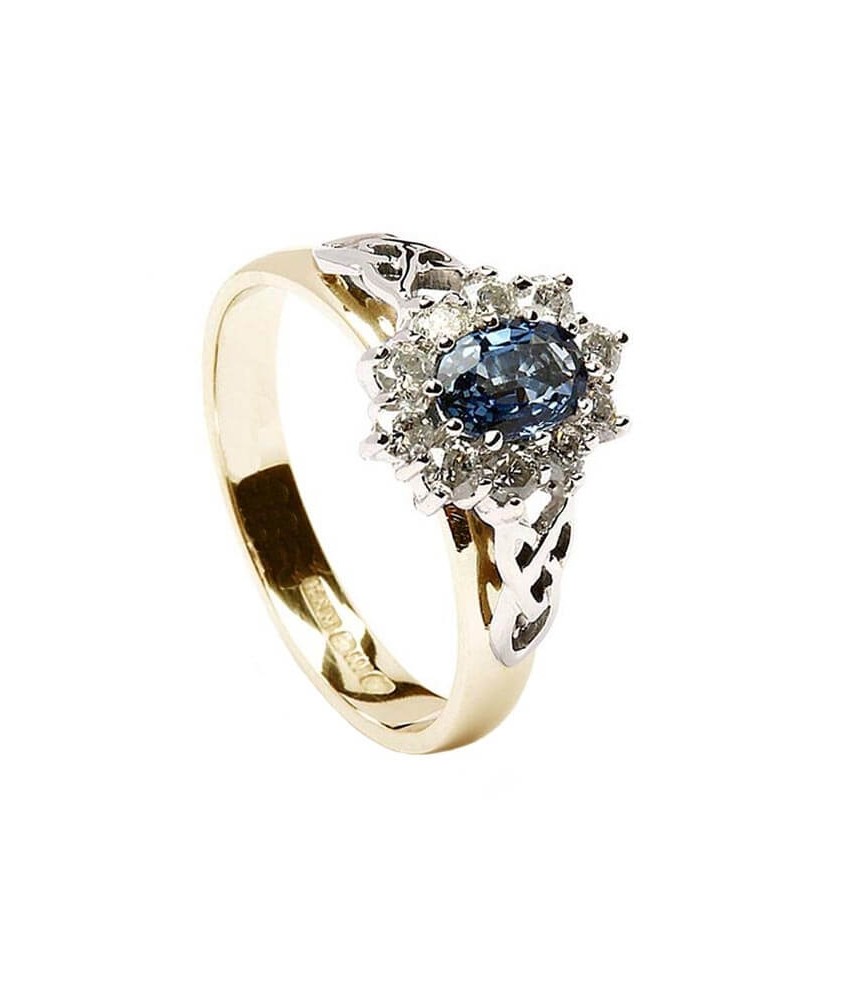 Sapphire and Diamond Cluster Ring