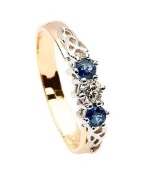 Sapphire and Diamond 3 Stone Ring