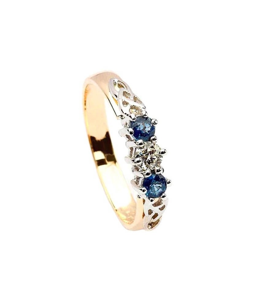 Saphir und Diamant drei Steinring