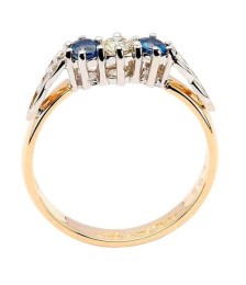 Sapphire and Diamond 3 Stone Ring - Side View