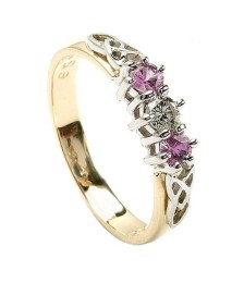 Pink Sapphire 3 Stone Ring