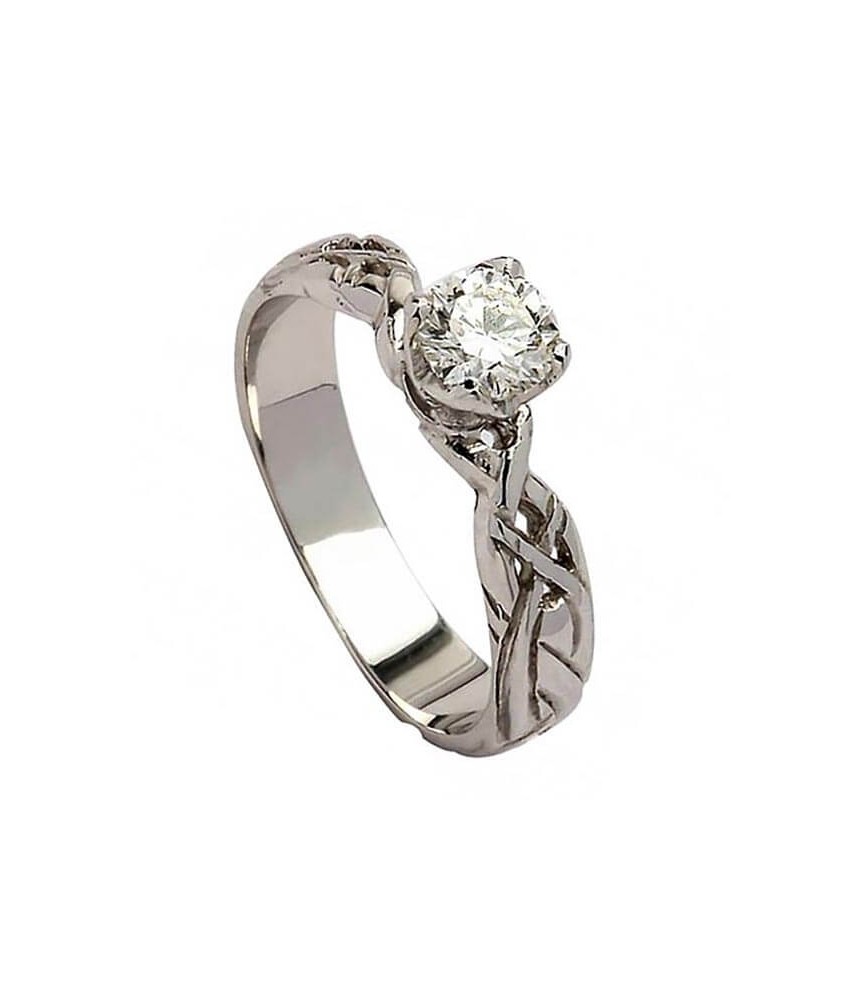 Celtic Diamond Engagement Ring - White Gold