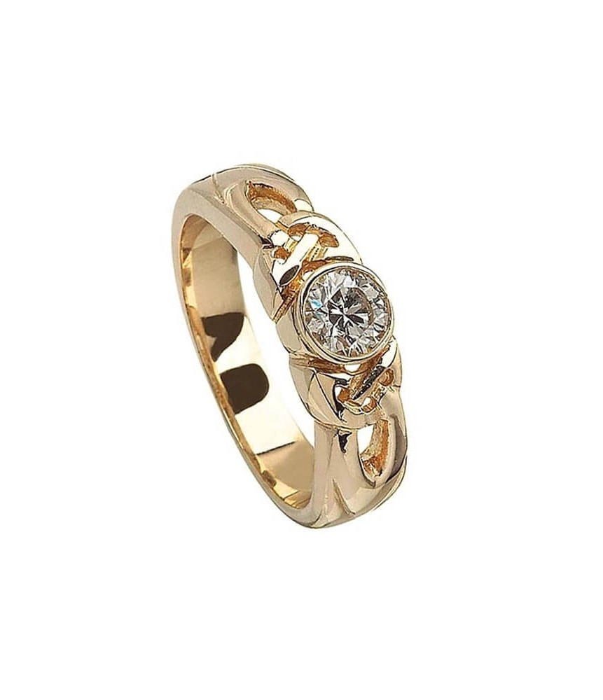 Engraved Trinity Knot Engagement Ring - Yellow Gold