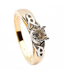 Trinity Knot Inset Engagement Ring - Yellow Gold