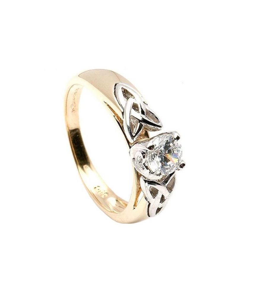 Trinity Knot Inset Engagement Ring - Yellow Gold