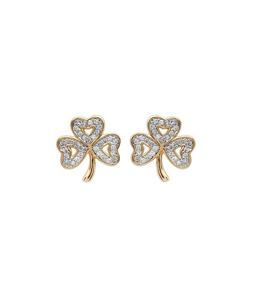 Shamrock Diamond Stud Earrings