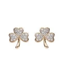 Boucles d'oreilles trèfle incrustées de diamants