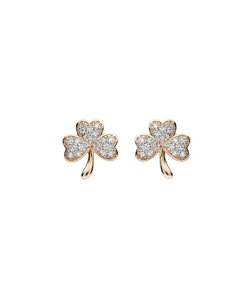 Boucles d'oreilles trèfle incrustées de diamants