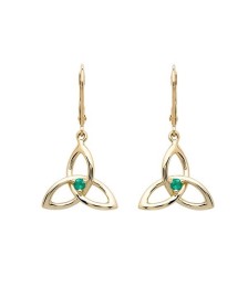 Emerald Trinity Knot Earrings