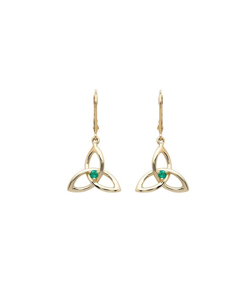 Emerald Trinity Knot Earrings