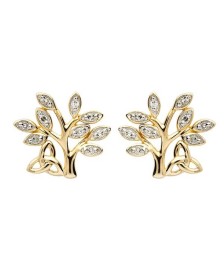 Boucles d'oreille diamant arbre de vie