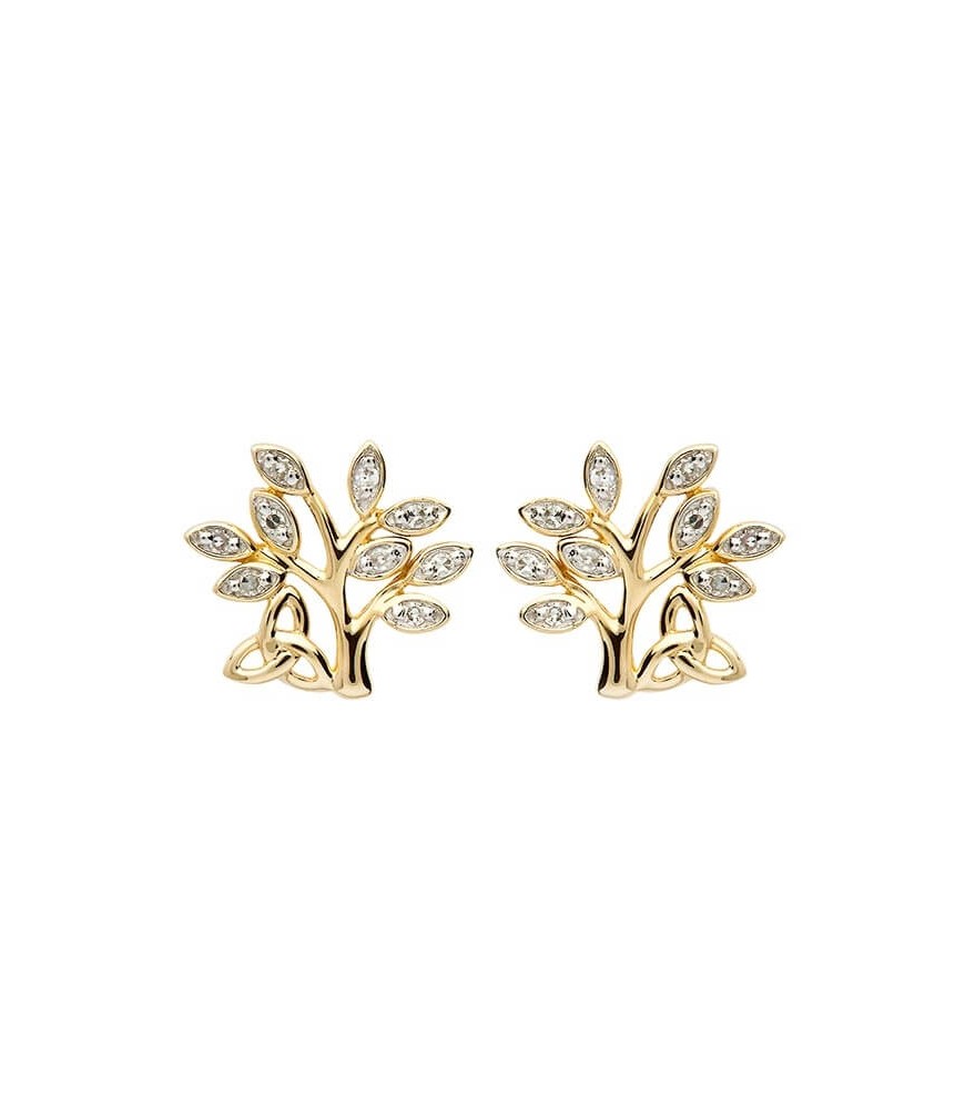 Boucles d'oreille diamant arbre de vie