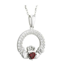 January Birthstone Claddagh Necklace