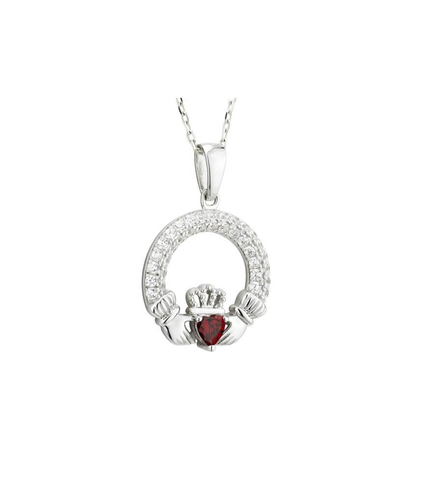 January Birthstone Claddagh Necklace