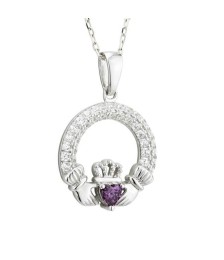 February Birthstone Claddagh Necklace