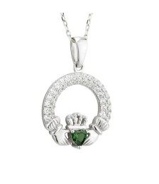 May Birthstone Claddagh Necklace