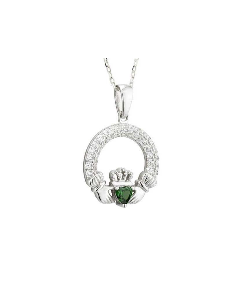 May Birthstone Claddagh Necklace