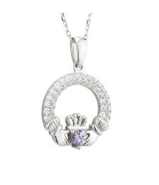 June Birthstone Claddagh Necklace