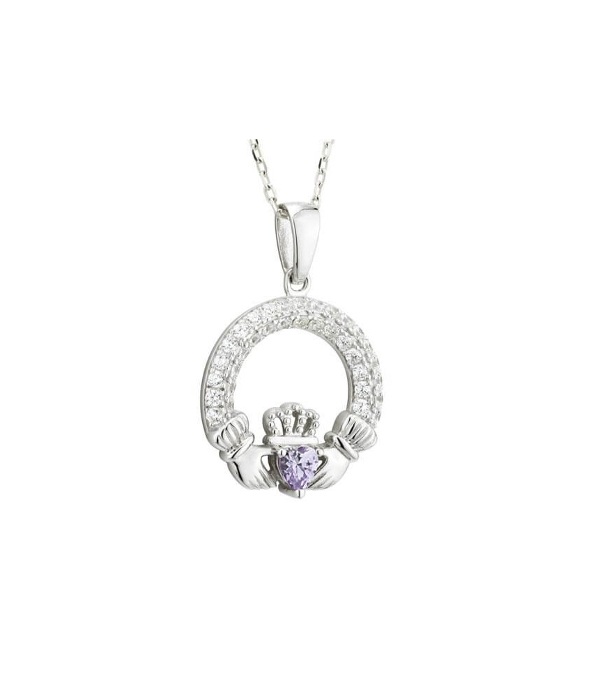 June Birthstone Claddagh Necklace