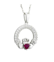 July Birthstone Claddagh Necklace