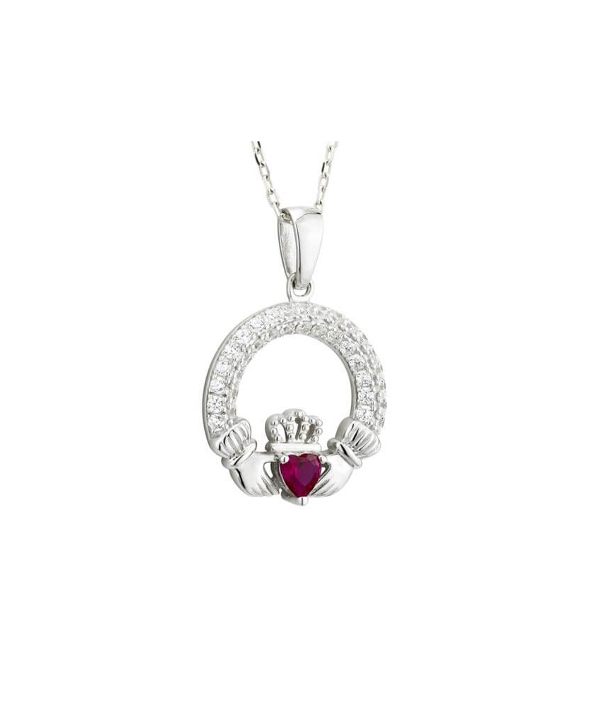 July Birthstone Claddagh Necklace