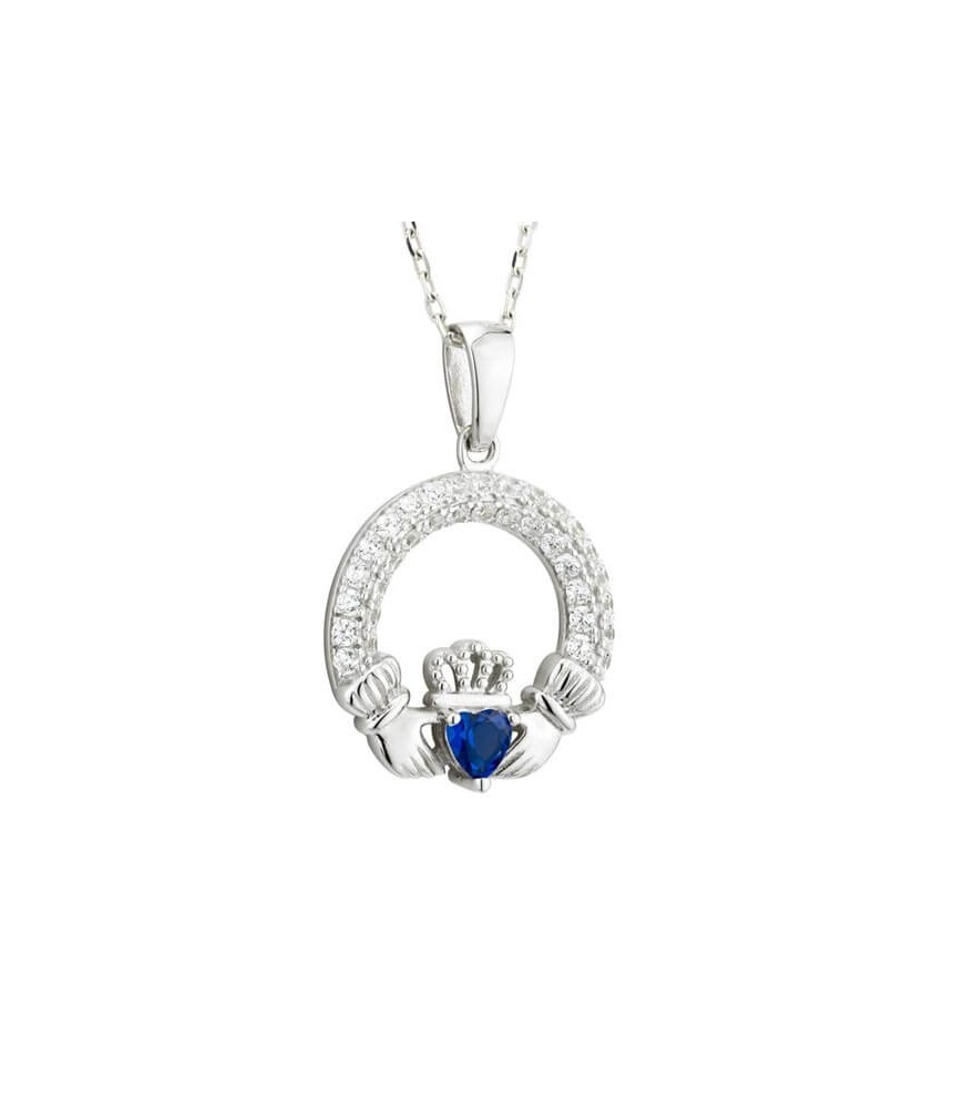 September Claddagh Birthstone Necklace