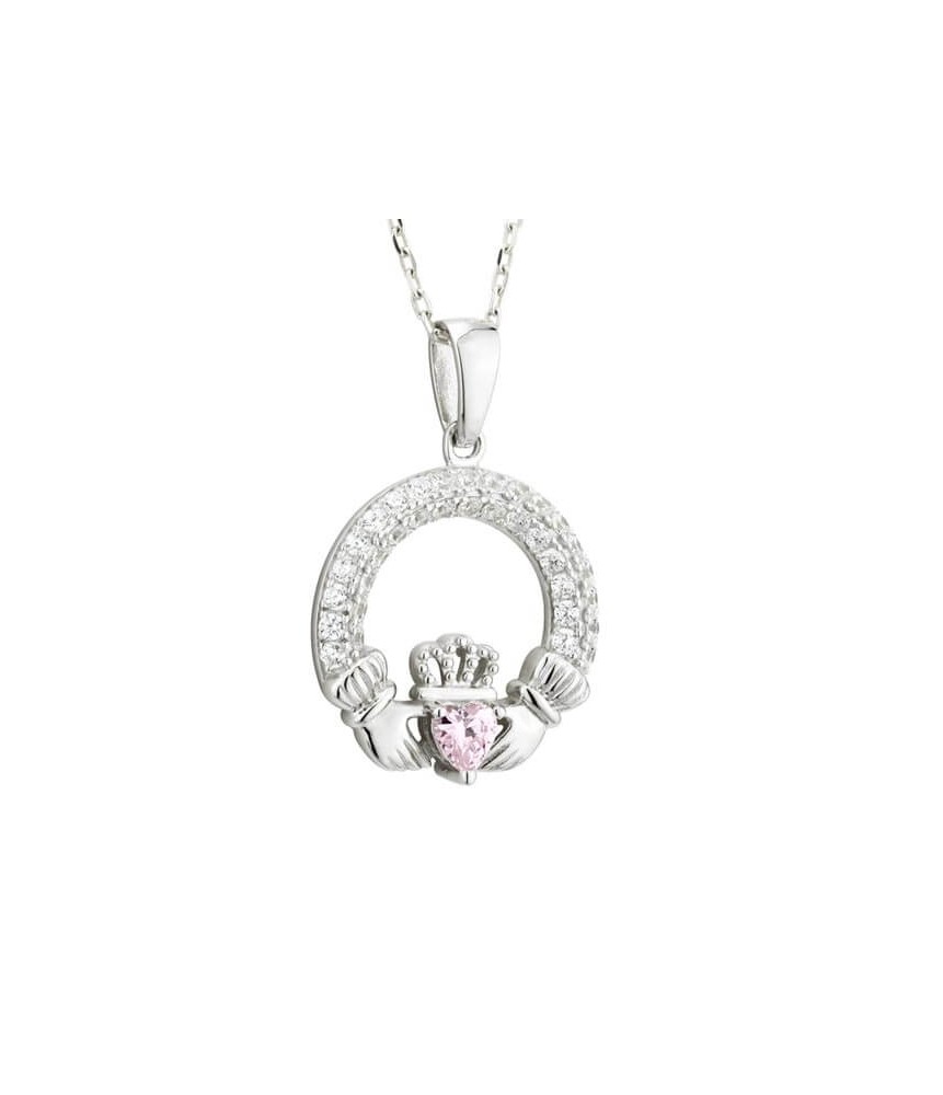 October Claddagh Birthstone Necklace