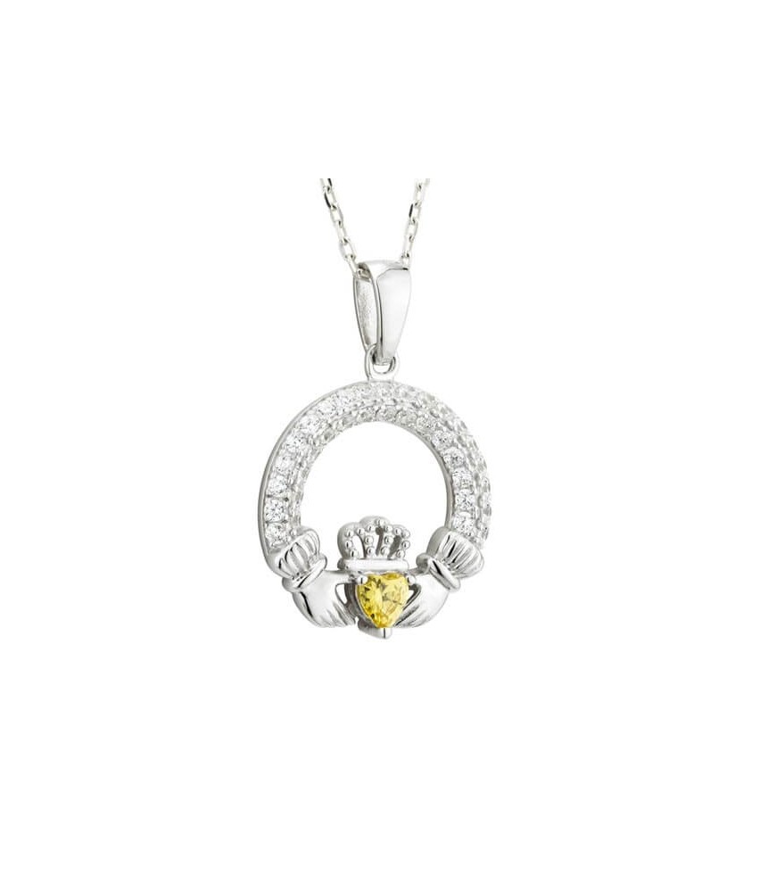 November Claddagh Birthstone Necklace