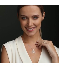 November Claddagh Birthstone Necklace - On Model