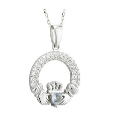 December Claddagh Birthstone Necklace