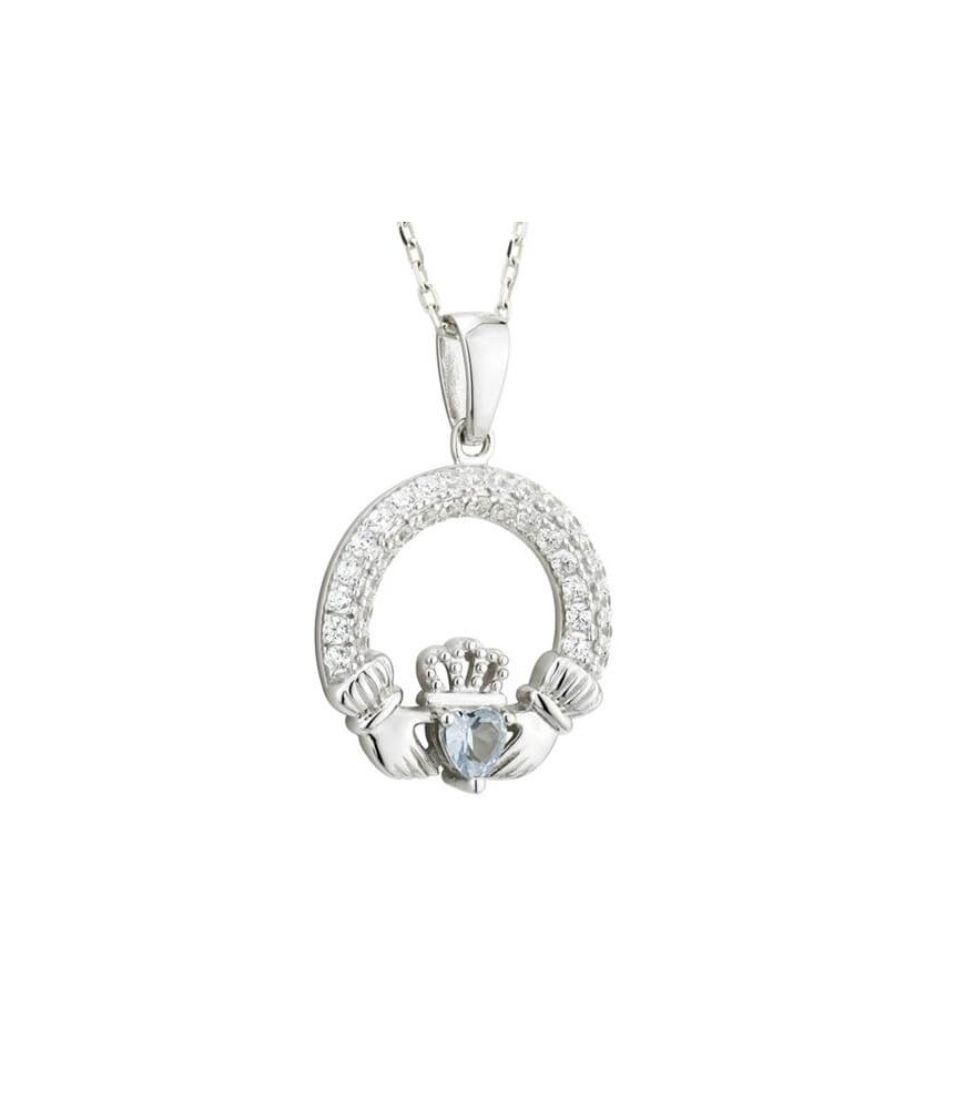 December Claddagh Birthstone Necklace