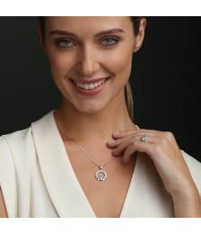 December Claddagh Birthstone Necklace - On Model