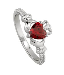 January Garnet Claddagh Ring