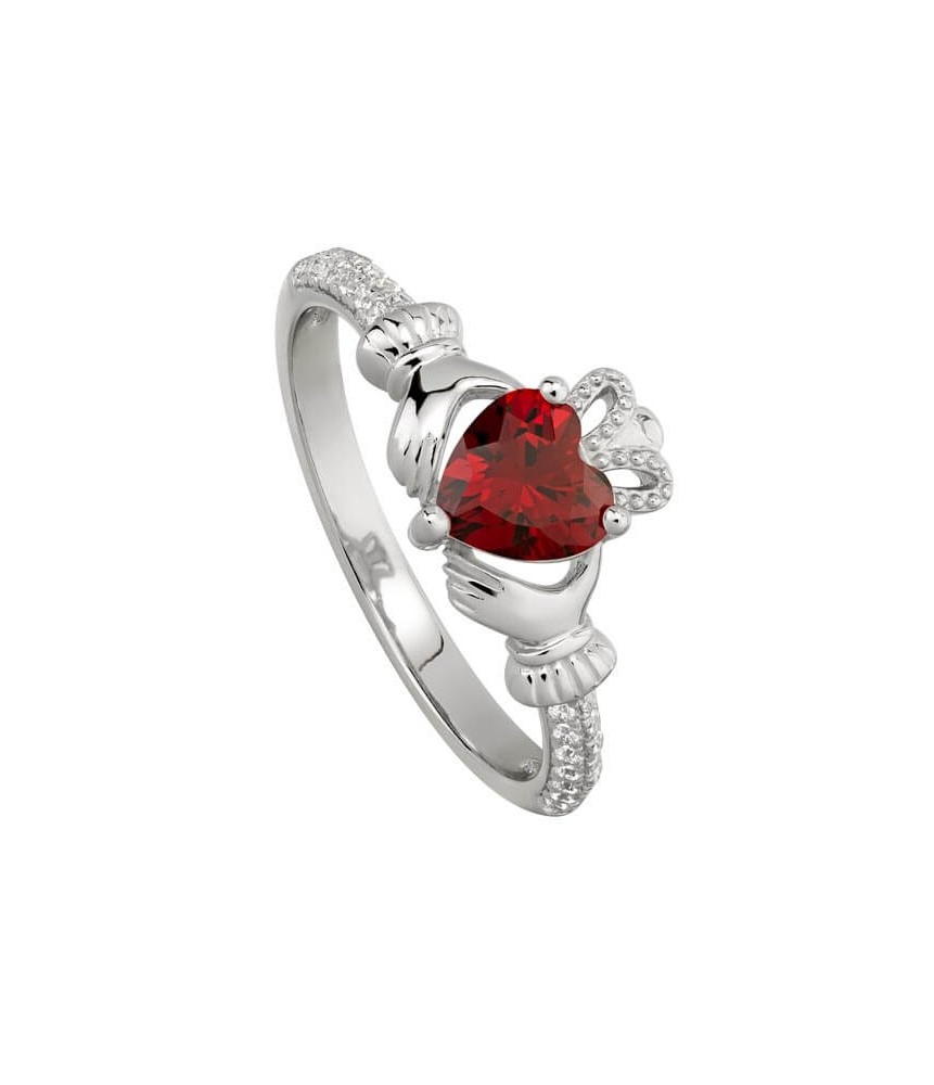 January Garnet Claddagh Ring