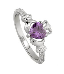 February Amethyst Claddagh Ring