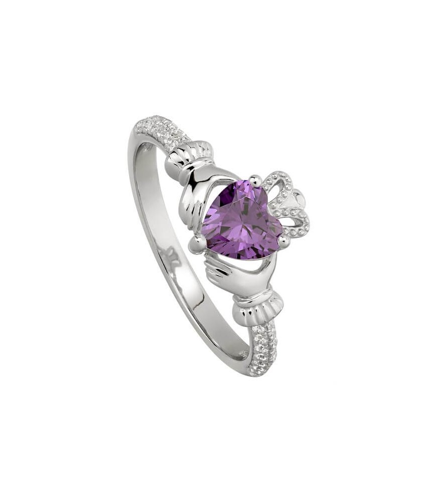 February Amethyst Claddagh Ring