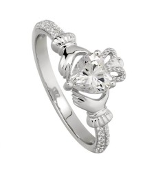 April Crystal Claddagh Ring