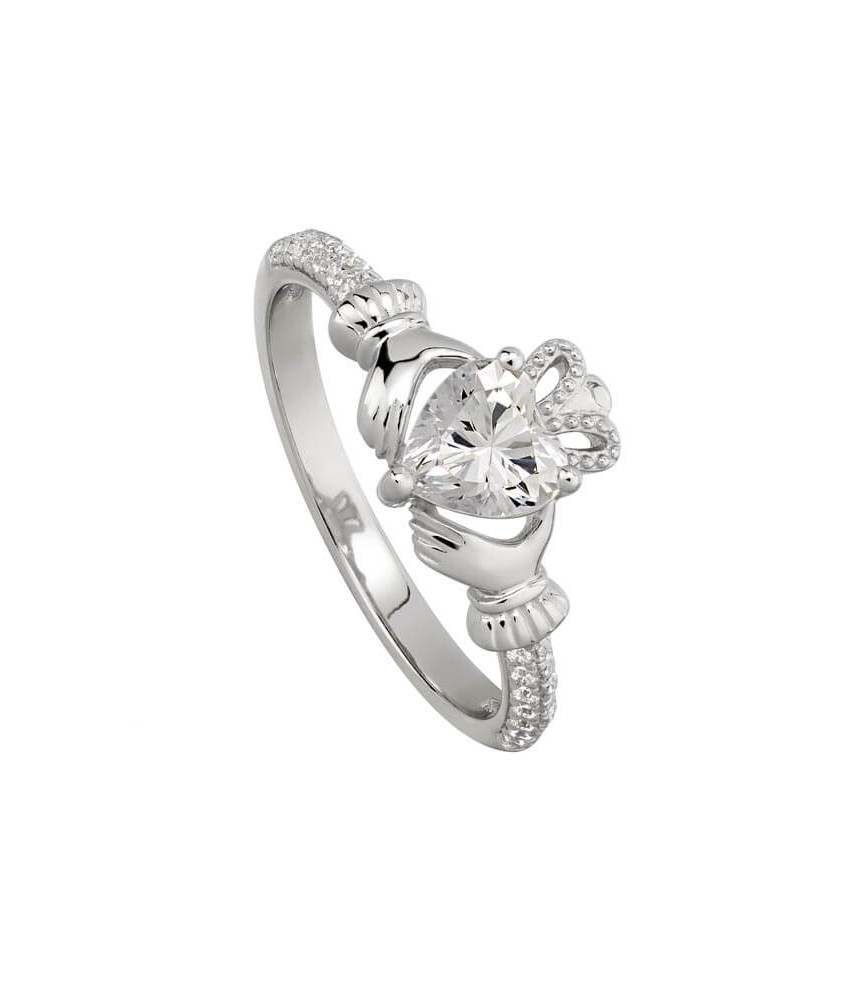 April Crystal Claddagh Ring