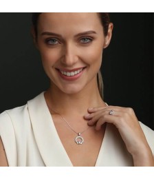 April Crystal Claddagh Ring - On Model