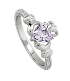 June Amethyst Claddagh Ring