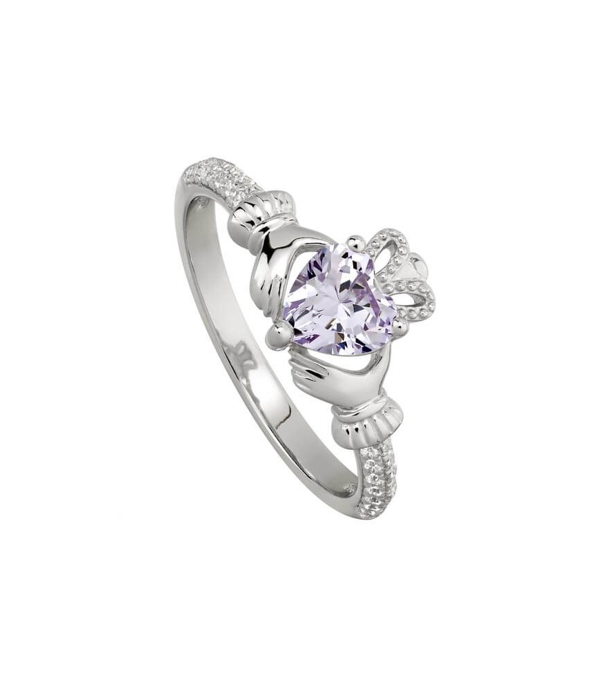 June Amethyst Claddagh Ring