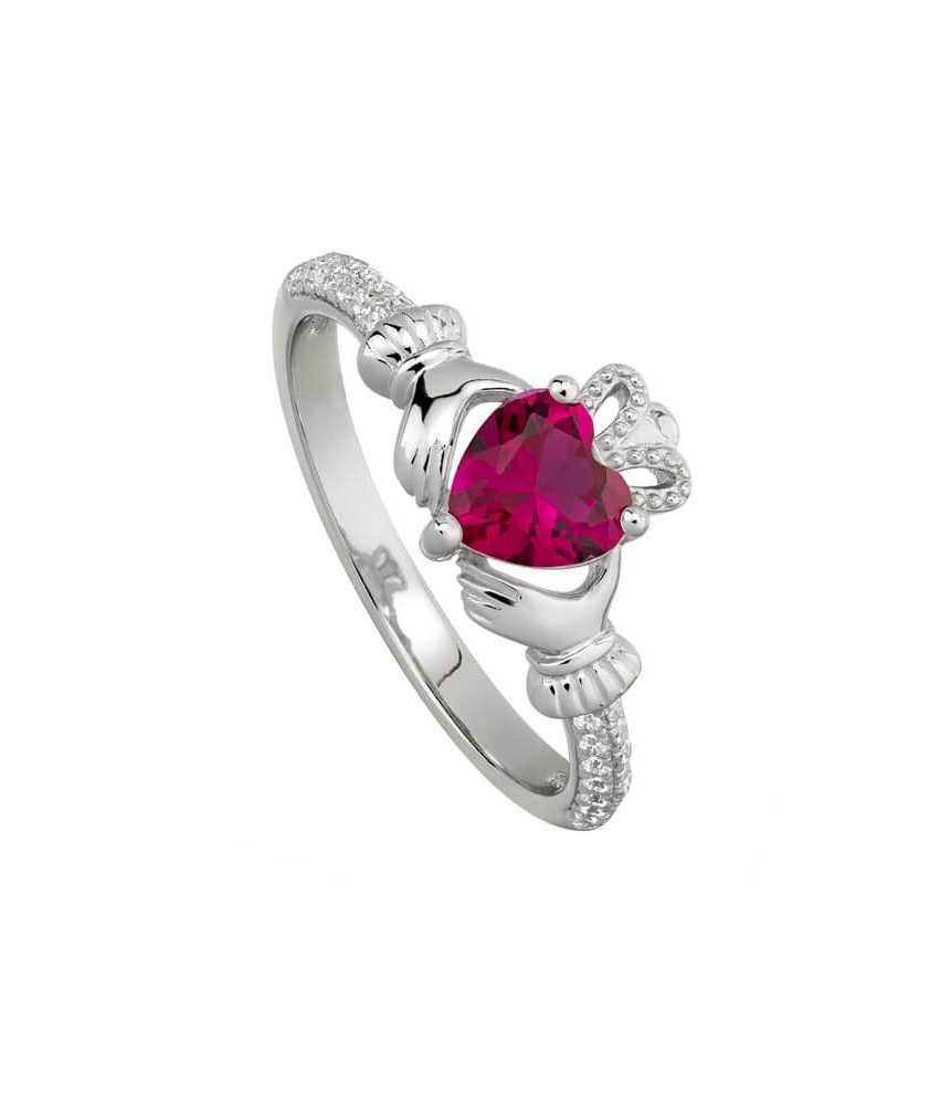 Bague Claddagh Juillet Rubis