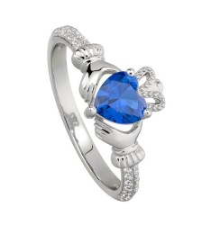 September Sapphire Claddagh Ring