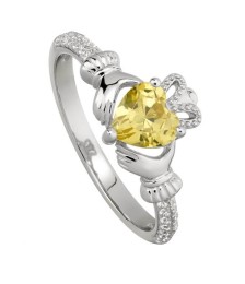 November Topaz Claddagh Ring